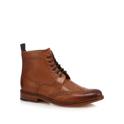 Tan leather brogue boots